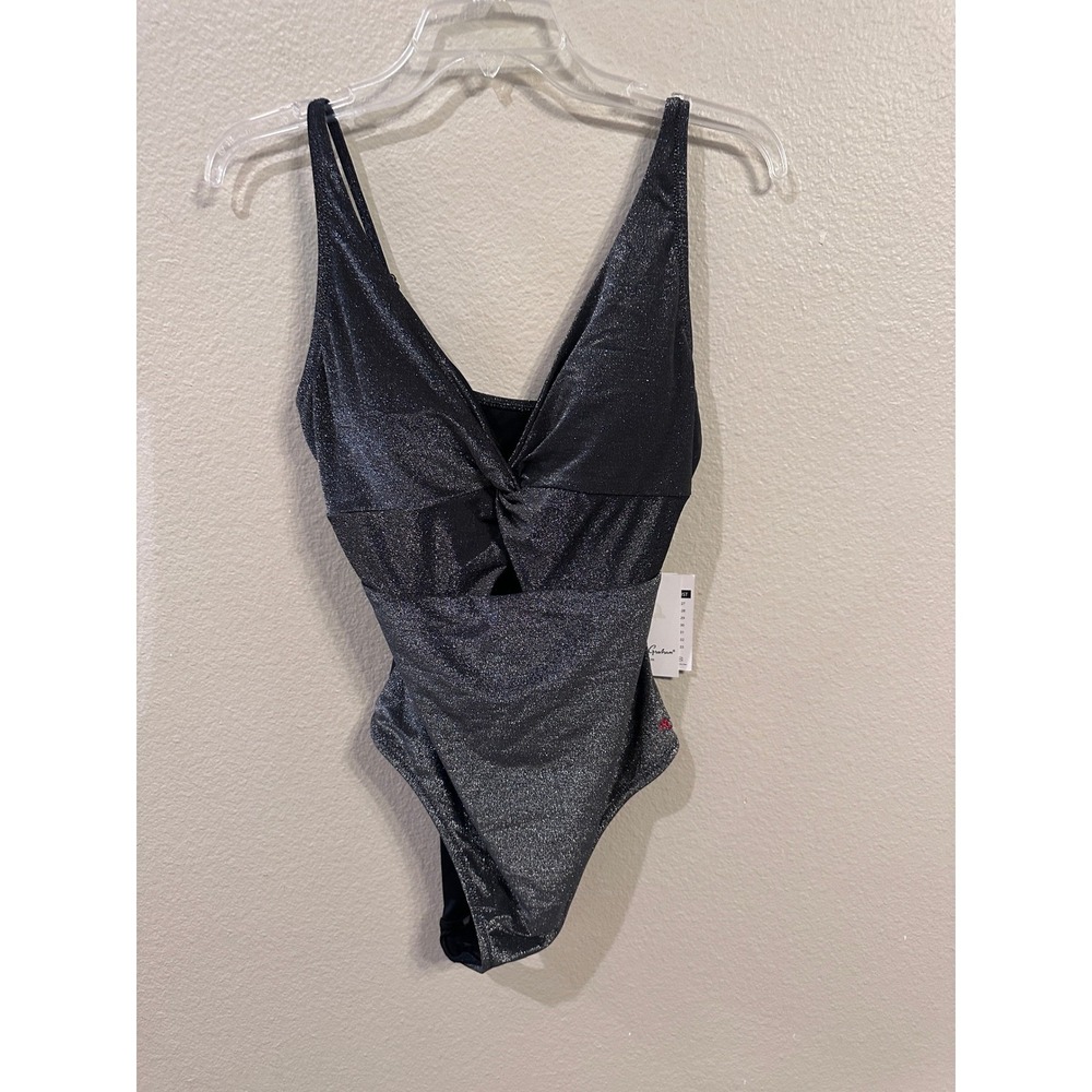 Robert Graham Black Silver Sparkle One Piece Swimsuit Stylish Designer